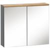 Muebles Slavic Armadietto da bagno con specchio sospeso a 3 ripiani, 70 x 60 x 20 cm, grigio grafite, mobile da bagno