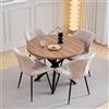 GrandCA HOME Set Tavolo e Sedie da Pranzo, 4 Sedie da Pranzo in Lino Color Kaki e un Tavolo Rotondo Moderno da 100 cm, Adatto per Cucina, Soggiorno, Caffetteria - Colore Scuro