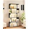 OUTONLIFE Libreria a Forma di S con Luce, 5 Ripiani, Controllo Touch e Telecomando, Scaffale Autoportante da Esposizione in Stile Industriale per Soggiorno, Camera e Ufficio (70 × 24 × 157 cm)