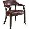 PADMA HOUSE Grandi sedie da pranzo con ruote e braccia, sedia da pranzo rolling con ruote, Game Poker Sedie da tavolo, Boss Caption Sedie 66D x 64W x 80H, gambe Espresso (1, vino rosso pu)