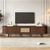 Soweiz Mobile TV per soggiorno con vano portaoggetti, piano rotondo in MDF con venature di legno, 2 cassetti, portata 30 kg, dimensioni in legno massiccio, piedini lisci, 175 x 40 x 42 cm (Mobile TV