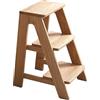 Drsyffsup Sgabelli in legno per bambini e adulti, piccola scaletta con superficie antiscivolo, sgabello a 2/3/4 gradini per camera da letto, cucina, biblioteca, sgabello con scala di arrampicata(3-Step Stool)