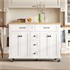 Soweiz Carrello da cucina con piano di lavoro pieghevole, espandibile, con 5 cassetti, portaspezie e portasciugamani su rotelle, isola cucina per cucina, sala da pranzo e soggiorno (bianco)