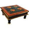 GURU SHOP Guru-Shop Tavolino Dipinto, Mini Tavolo, Panchina con Fiori - Ninfea Verde/rosso, 16x38x38 cm, Tavolini Tavoli da Caffè Tavoli da Terra