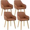 Goeurvant Sedie Sala da Pranzo con Braccioli Sedie Cucina Set da 4 Gambe in Legno in Pelle PU Marrone