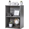 Iris Ohyama Mobile, librerie larghe 40 cm, Scaffale Angolare da Parete in Legno, 2 Livelli, Grigio, Il comodino, Modulare, Aperto, Per Soggiorno, Ufficio, Libri, Decorazioni, Montaggio Facile, CX-2