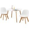 LuxNook Set di 2 Sedie per Bambini Con Gambe in Legno, Sedia Piccola in PP+PU Con Schienale per Cameretta, Sedia da Scrivania Ideale da 1 a 6 Anni, Bianco