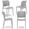 REDÒKASA Set 4 sedie in polipropilene MADE IN ITALY ORBITA, impilabile, resistente ai raggi UV, design moderno, ideale per sala da pranzo, cucina, sala d'attesa, bar, ristoranti o giardino (4, Grigio Cemento)