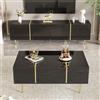 MSMOK Moderno set di mobili per TV e tavolino da caffè, colore nero lucido (100 x 60 cm + 170 x 35 cm, nero)