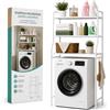 10ELED Mobile Lavatrice Salvaspazio con 3 Ripiani STABILE - Scaffale Organizer Bagno e Lavanderia in Acciaio - MONTAGGIO SEMPLICE con Ganci Laterali e Piedini REGOLABILI per Detersivi, Asciugamani e Altro