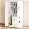 Terahanda Armadio 70 x 40 x 135 cm, design a doppia anta con cassetti e scomparti, armadio per bambini, guardaroba singolo (bianco)