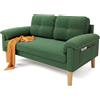 Xbro Divano a 2 Posti con Braccioli e Tasche Laterali, Piccolo Divano in Tessuto per Soggiorno, Appartamento, Ufficio, Facile da Montare, 145 x 77 x 77 cm,Verde