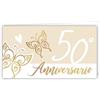 Generico 100 bigliettini per bomboniera celebrazione MATRIMONIO anniversario 25° o 50° anni insieme biglietti bomboniere bigliettino | vari modelli e colori (50° Anniversario con farfalle nozze d'oro)