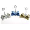 DLM Bomboniere DLM 34519 (Kit 12 Pezzi) Portafoto Memo Clip in Cristallo con Fiocco Pois Panna Bianco Azzurro Colorato in Porcellana Matrimonio Battesimo Comunione Confettata Segnaposto bomboniera