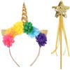 OPVYAEU Set 2 Pezzi Birthday Girl Unicorno Unicorn Headband Birthday Crown Corna Cerchietti Bambina Cerchietto Unicorno Frontino Donna Cerchiello Oro Passata Festa Carnevale Travestimento