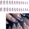 Jiujiutu 24 pezzi Press on Nails corto unghie finte adesive corte french imitazione cristallo brillante con colla gel unghie press on gel fake nails