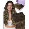 Fshine Extension Capelli Veri Tessitura Extension Capelli Farfalla 45 cm Castano Medio Riflessi Biondo Chiaro Double Weft PU OVO Micro Beads Facile 4 24 4