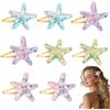 Psyqtsuary Set Di 8 Fermagli Per Capelli A Forma Di Stella Marina Glitterati Accessori Per Capelli Rosa Blu Giallo Viola