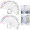 TonJin 100 Pezzi Espositore Unghie Display, Strumenti per Esposizione di Smalto per Unghie Trasparente, con 2 Pezzi 101-200 Adesivi Numerici, Espositore a Ventaglio Falso Nail con Anello