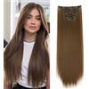 Cybelleza Extension Capelli Clip Lisci 65cm 6PCS Clip in Hair Extension per Capelli Sintetici Lunghi Finti Allugamento Effetto Naturale Dritti Full Head Set Posticci per Donna, Marrone Castano