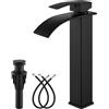 gotonovo Vessel Sink Rubinetto Deck Mount Bagno Opaco Nero In Acciaio Inox 304 Ciotola Bacino Un Foro Una Maniglia Cascata Beccuccio Miscelatore con Pop Up Scarico