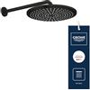 GROHE Rainshower Cosmopolitan 310 Set Soffione con Spray Rain e DripStop (Risparmio Idrico, Soffione 310mm a Parete con Braccio 380mm, Spray Rain), Nero Opaco