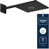 GROHE Rainshower 310 SmartActive CUBE Set Soffione con 2 Opzioni Spray (Soffione 310mm a Parete con Braccio 400mm, Richiede Pre-Installazione), Nero Opaco