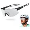 RUINEXISTA Occhiali da Sole Sportivi per Uomini Donne, Occhiali da Ciclismo, Ultra Leggeri 25g, Protezione UV400, Occhiali da Sole Polarizzati per Bici/Corsa/Pesca/Sci/Sport All'aperto,Argento