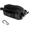 XRVRILE Marsupio con un Moschettone da Alpinismo Marsupio Impermeabile per Uomo e Donna con Sei Tasche con Cerniera Black Waist Bag per Passeggiate con il Cane, Sport All'aria Aperta, Corsa, Viaggi