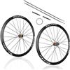 KUNYOS Set di Ruote da Corsa 700C 12 * 100/12 * 142 Mm ASSE Passante Ruota Anteriore Ruota Posteriore Cerchi in Lega di Alluminio 24/24H Mozzo A Disco, Cassetta HG 8-11 velocità,Argento