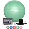 OXFIT Palla da allenamento anti-scoppio multi dimensione, palla da yoga con pompa a pedale - palla da palestra per fitness, pilates, palla svizzera - diversi colori (50-55 cm (S), verde menta)