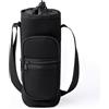 noTrash2003 - Borsa termica per bottiglia d'acqua da appendere fino a 1,5 l, con chiusura lampo, tracolla regolabile, piccola borsa termica per bevande, per attività all'aperto, viaggi (nero)
