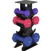 SPORTNOW Set di 3 paia di manubri con supporto 1-5 kg Colorati | Impugnature antiscivolo, set manubri esagonali, per allenamento a casa, palestra