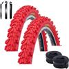 maxxi4you - Set di 2 copertoni per bicicletta Kenda K-829 Psycho da 24 per mountain bike, colore: rosso 50-507 (24 x 1,95) + 2 camere d'aria, con 3 leve per pneumatici