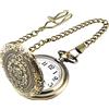 JSMTKJ Orologio da tasca al quarzo da Tasca Uomo numeri arabi con confezione regalo catena ideale come regalo per compleanno, anniversario, giorno di Natale, festa del papà (Bronzo)