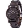 MUJUZE Orologi da Polso in Legno Uomo Donna, Peso Leggero 40g Disegno Rotondo di 40 mm orologio Analogico Al Quarzo Braccialetto di Legno (Black)