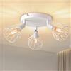ANWIO Faretti LED Soffitto Regolabili Base Rotonda,Lampadario Vintage con 3 Lampadine LED Attacco E14,Plafoniera,Faretti da Parete per Negozio,Cucina,Camera da Letto,Soggiorno,Lampadine Escluse EUC-EA