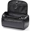 Etercycle - Beauty case in pelle, da appendere, in poliuretano, impermeabile, per uomini e donne, organizer da viaggio per trucchi (nero corvino)