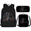 THKVSV Zaino per ragazze e ragazzi scuola elementare zaino per studenti elementari borsa con portapranzo borsa portamatite stampa cavallo, Cane, One Size, Zaino daypack