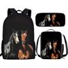 THKVSV Zaino per ragazze e ragazzi scuola elementare zaino per studenti elementari borsa con portapranzo borsa portamatite stampa cavallo, Cavallo E, One Size, Zaino daypack