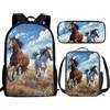 THKVSV Zaino per ragazze e ragazzi scuola elementare zaino per studenti elementari borsa con portapranzo borsa portamatite stampa cavallo, Cavallo D, One Size, Zaino daypack