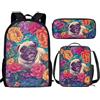 THKVSV Zaino per ragazze e ragazzi scuola elementare zaino per studenti elementari borsa con portapranzo borsa portamatite stampa cavallo, Fiori di carlino, One Size, Zaino daypack