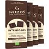Grezzo Raw Chocolate Cioccolato Fondente Senza Zucchero 80% INTENSO Bio 4x45g - Cacao Crudo Non Tostato - Cioccolato Senza Lattosio - Con Zucchero di Cocco - Cioccolato Crudo Lavorato a Pietra - Fondente Equilibrato