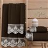 PETTI Artigiani Italiani - Asciugamani Bagno in 100% Spugna di Cotone, Set Asciugamani 1+1, 2 Pezzi 1 Asciugamano Viso e 1 Asciugamano Mani, Marrone