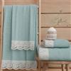 PETTI Artigiani Italiani - Asciugamani Bagno in 100% Spugna di Cotone, Set Asciugamani 1+1, 2 Pezzi 1 Asciugamano Viso e 1 Asciugamano Mani, Acquamarina
