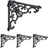 Relaxdays Set da 4 Reggimensola da Muro, Staffe per Mensole, HLP: 21,5x4x21,5 cm, Supporti Angolari per Scaffali, Nero