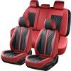 FLORICH Coprisedili per Auto 5 Pezzi, anteriori e Coprisedili Posteriori, Coprisedili Impermeabili Compatibili con il 95% Delle Berline, SUV, Pick-up (Completo, Nero&Rosso)