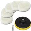 NuoDunco 75 mm Tampone Lucidatura in Lana, 7 Pezzi Disco Lucidatura, per Lucidatura E Ceratura Auto con M10 Adattatore Trapano