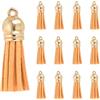 PATIKIL 1.5 Nappe Pelle Mini, 30Pz Ciondoli in Pelle Nappine Colorate Charm Portachiavi Con Cappuccio Dorato Per Decorative Borse Bracciali Creazione Gioielli Portachiavi, Arancione