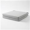 CASAbella Set 2 Cuscini per sedie con lacci cm 42x40x4, Imbottiti tinta unita mod. CCALIF (Ghiaccio)